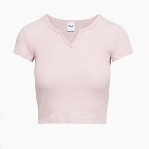 ARITZIA TNA Waffle Notch T-Shirt in Dusty Pink